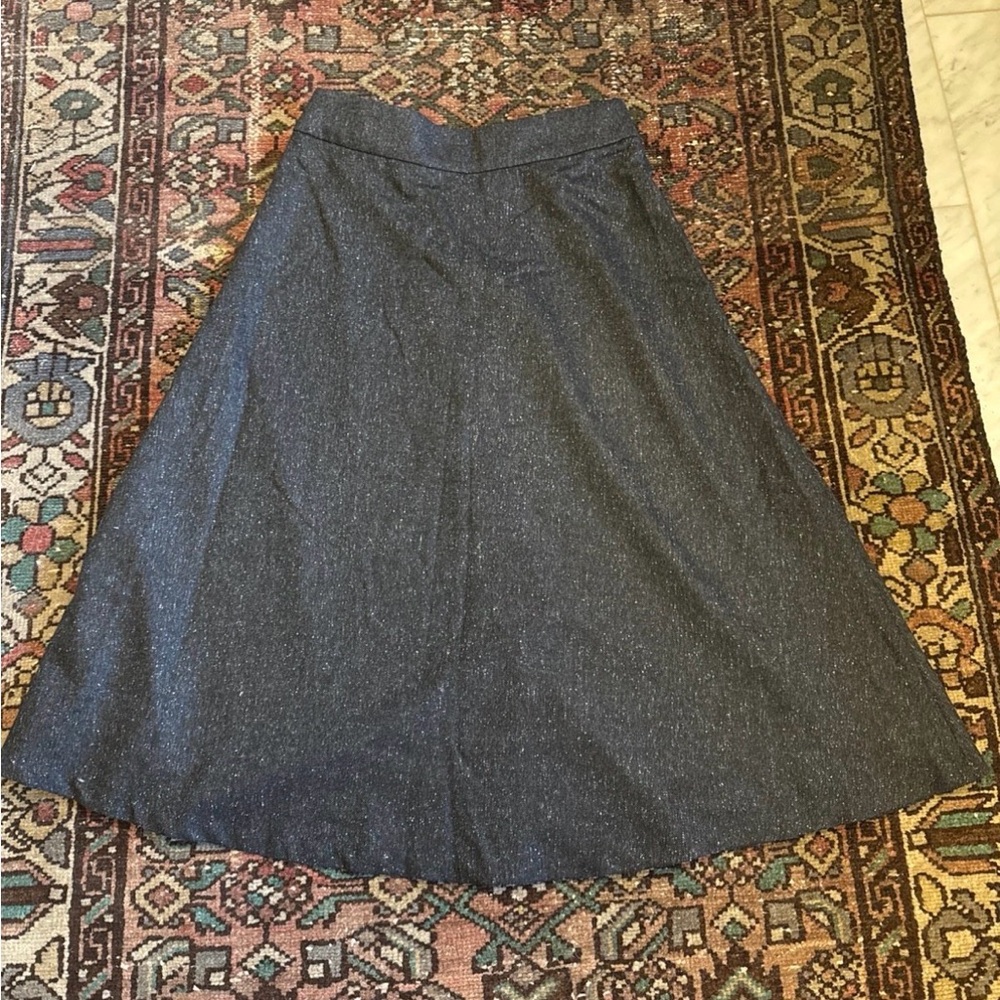 TALBOTS DONEGAL BUTTON FRONT FULL SKIRT charcoal wool blend NWT size 8 - Picture 6 of 6